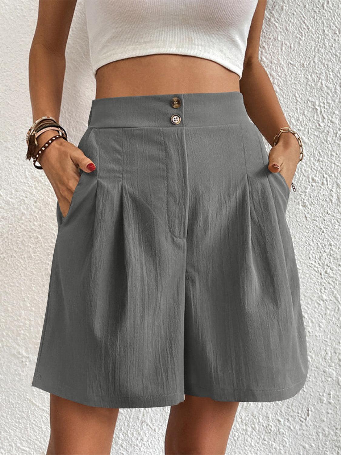 High Waist Shorts with Pockets Gray