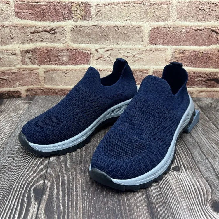 Breathable Mesh Round Toe Platform Athletic Dark Navy