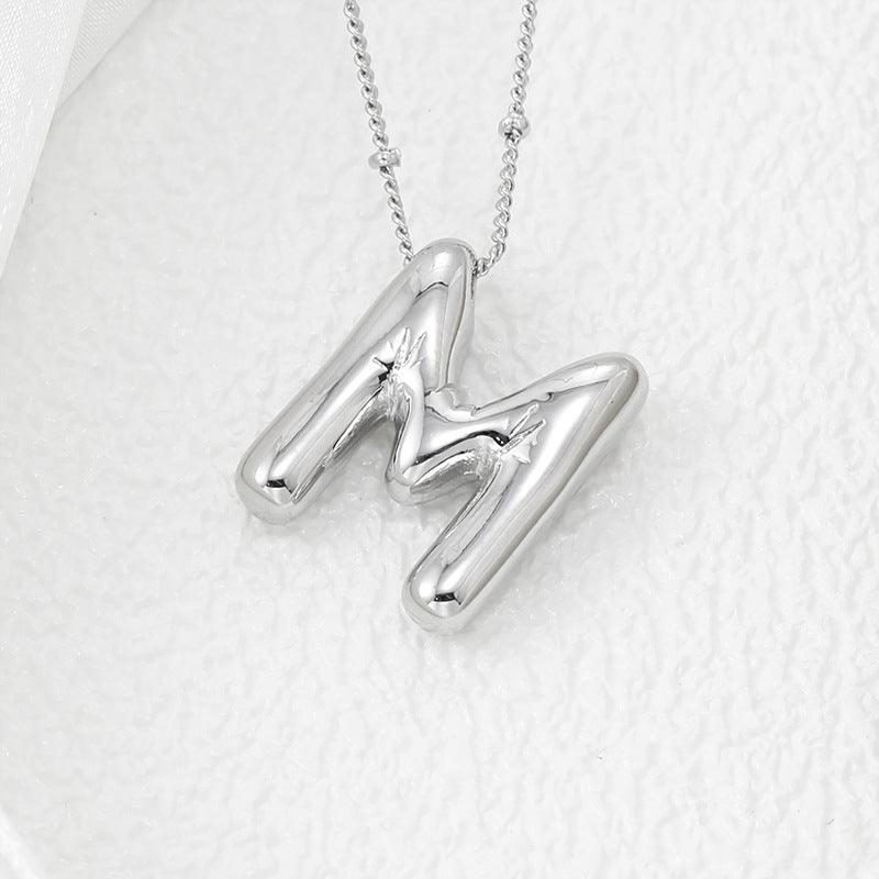 Copper Bubble Letter Pendant Necklace Style M One Size