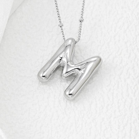 Copper Bubble Letter Pendant Necklace Style M One Size