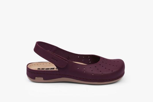 Nana by LEON- Women’s Leather Sandal- Open Heel and Velcro Ankle Strap