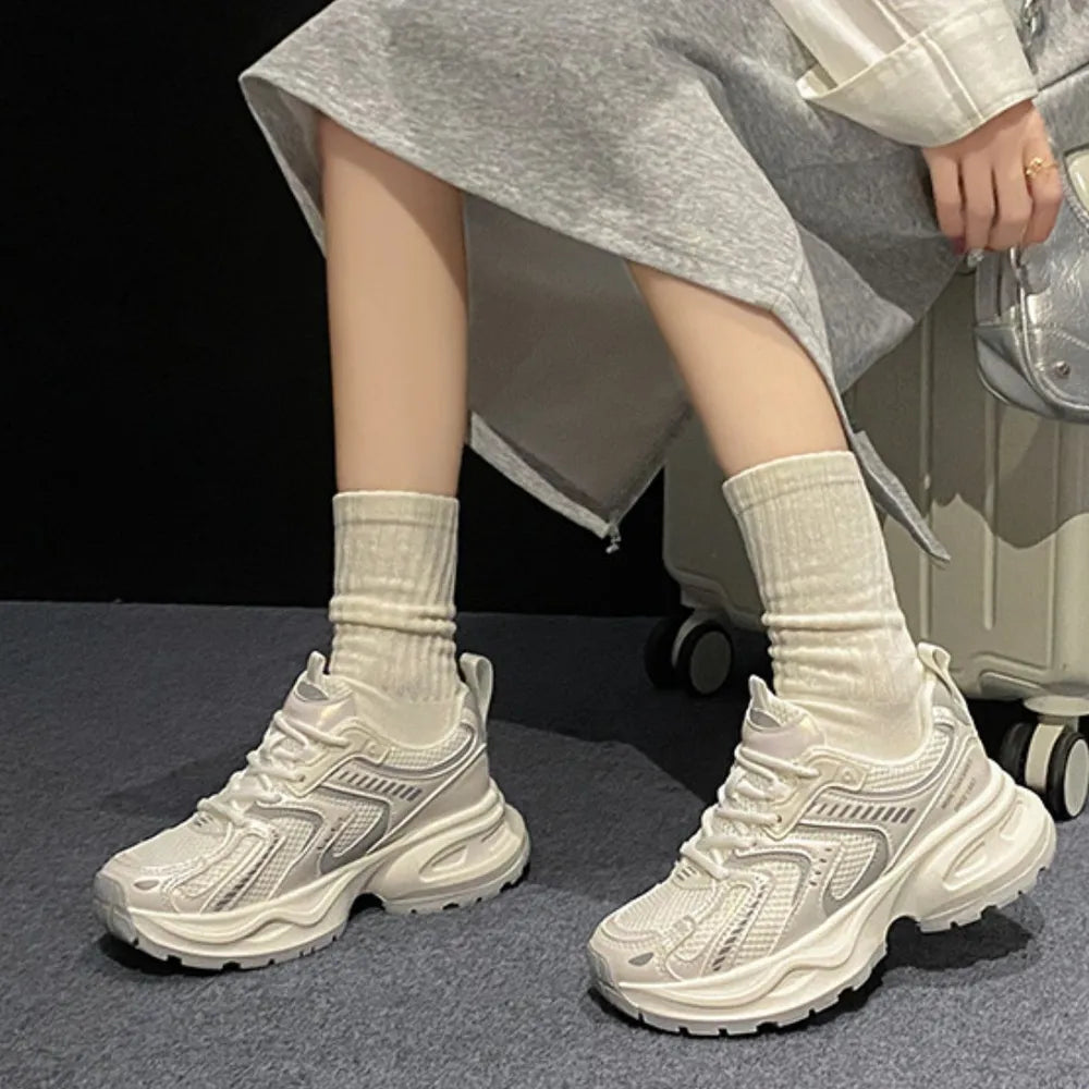 Contrast Mesh Platform Athletic White