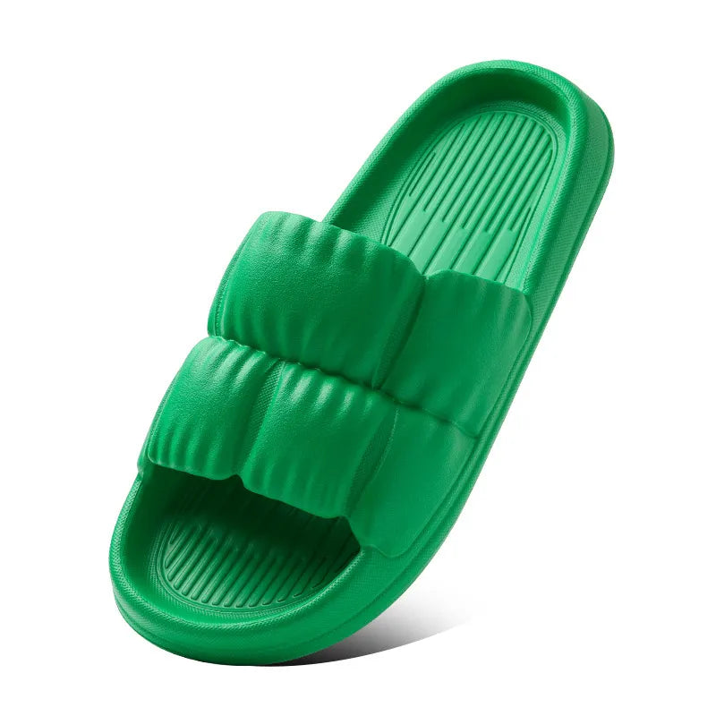 Open Toe Flats Slippers Green