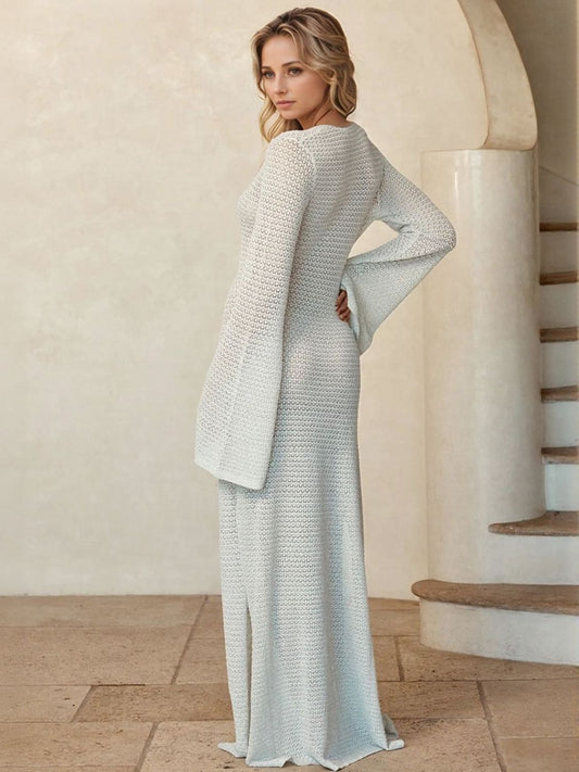 Slit Plunge Flare Sleeve Cover-Up Dress