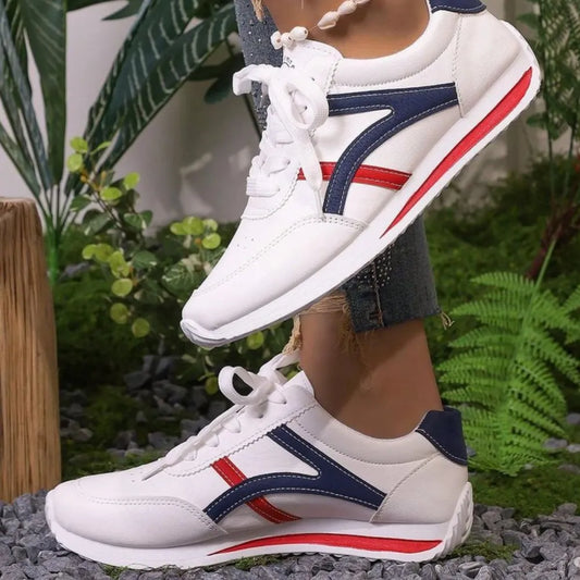 Lace Up Contrast Sneakers Navy