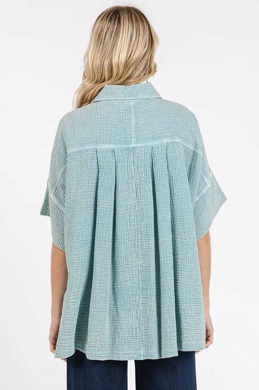 Mittoshop Mineral Wash Gauze Oversized Short Sleeve Shirt