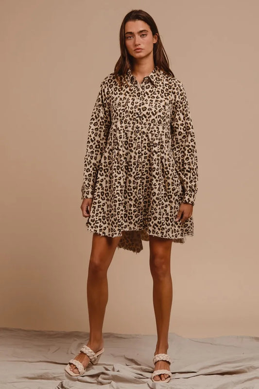BiBi Washed Denim Button Down Dress with Side Pocket