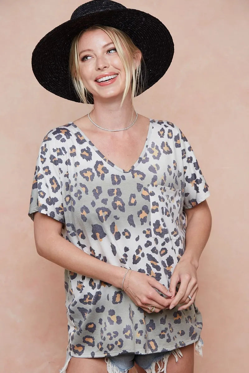 BiBi Tie Dye Leopard Printed Jersey with Front Pocket