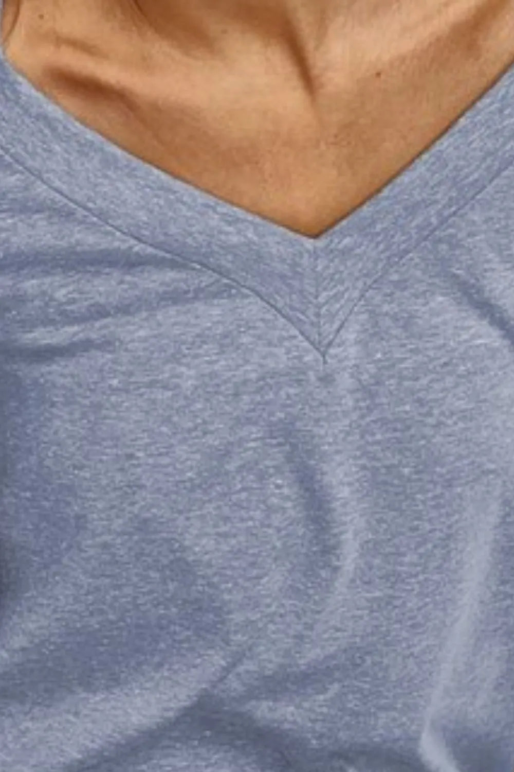 BiBi Triblend V Neck Top with Shoulder Shrring Detail