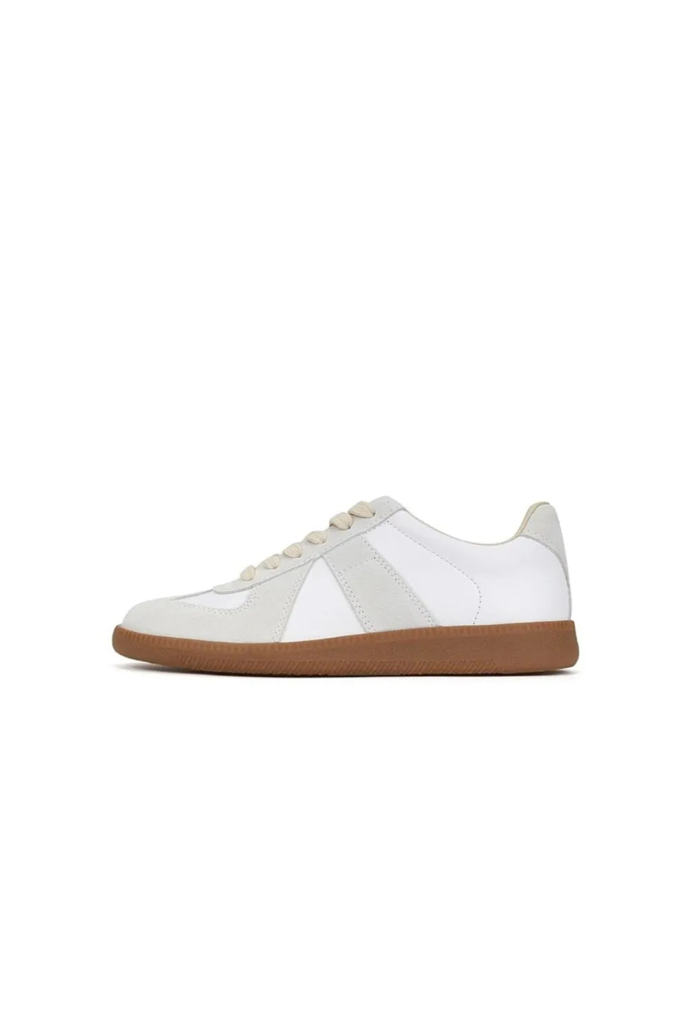 Contrast Round Toe Flats Sneakers White