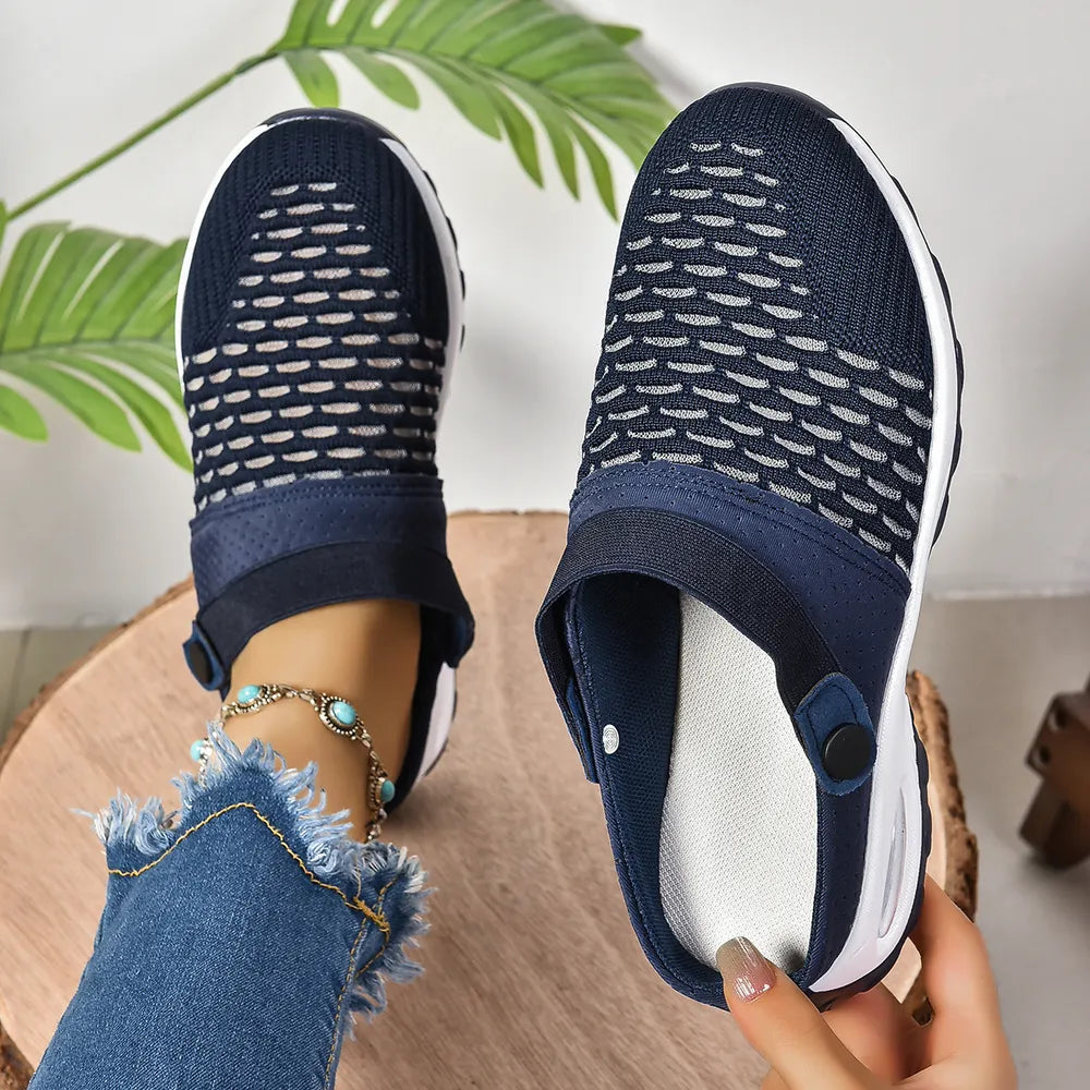 Breathable Mesh Round Toe Sneakers Dark Navy