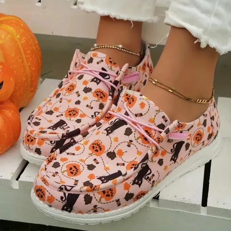 Printed Round Toe Flat Slip-Ons Blush Pink