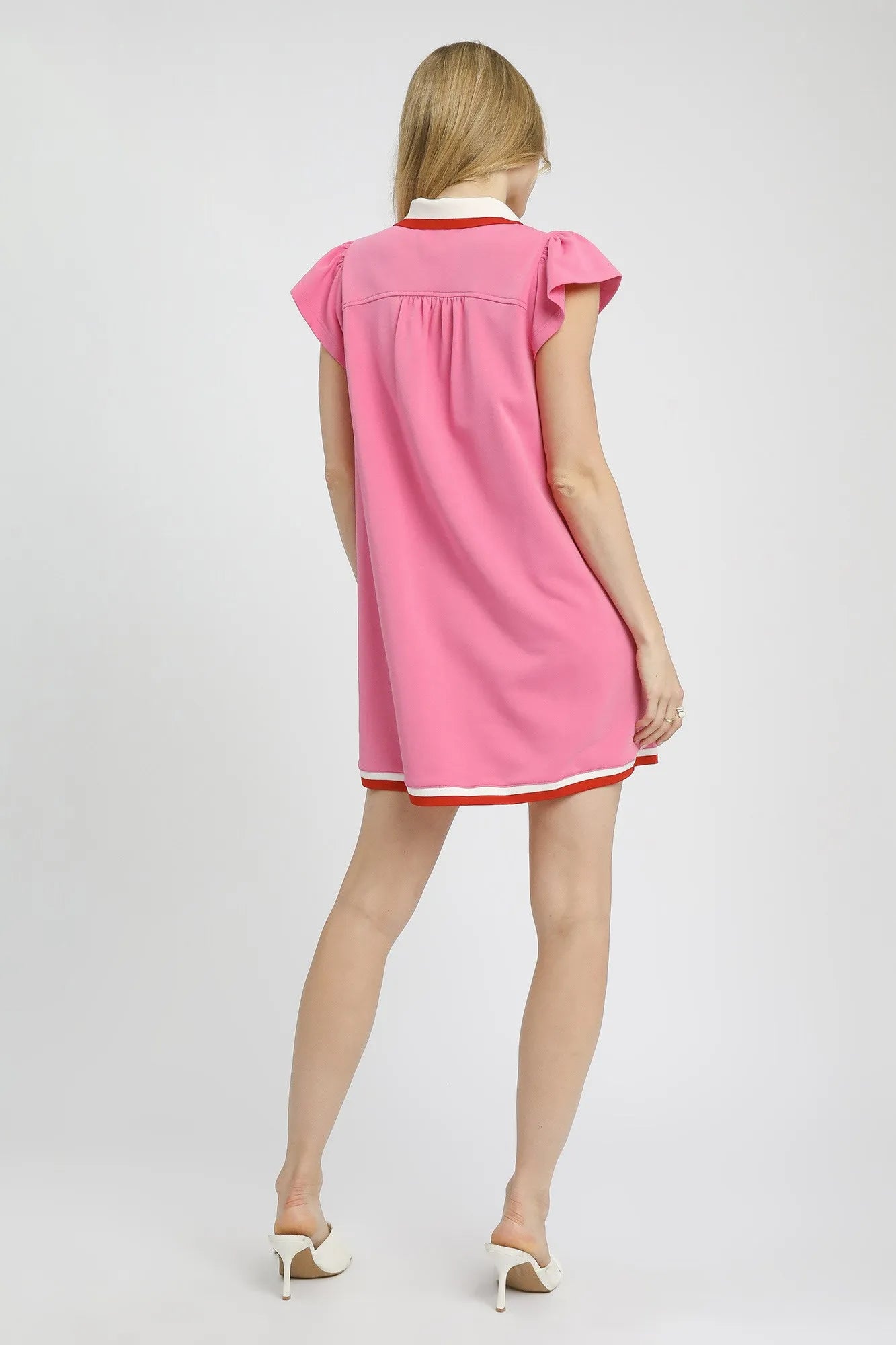 Umgee Contrast Trim Cap Sleeve Mini Dress