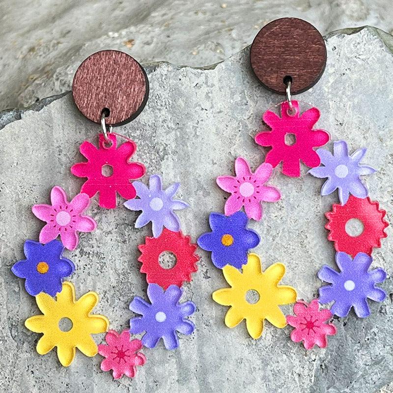 Floral Teardrop Earrings Style A One Size