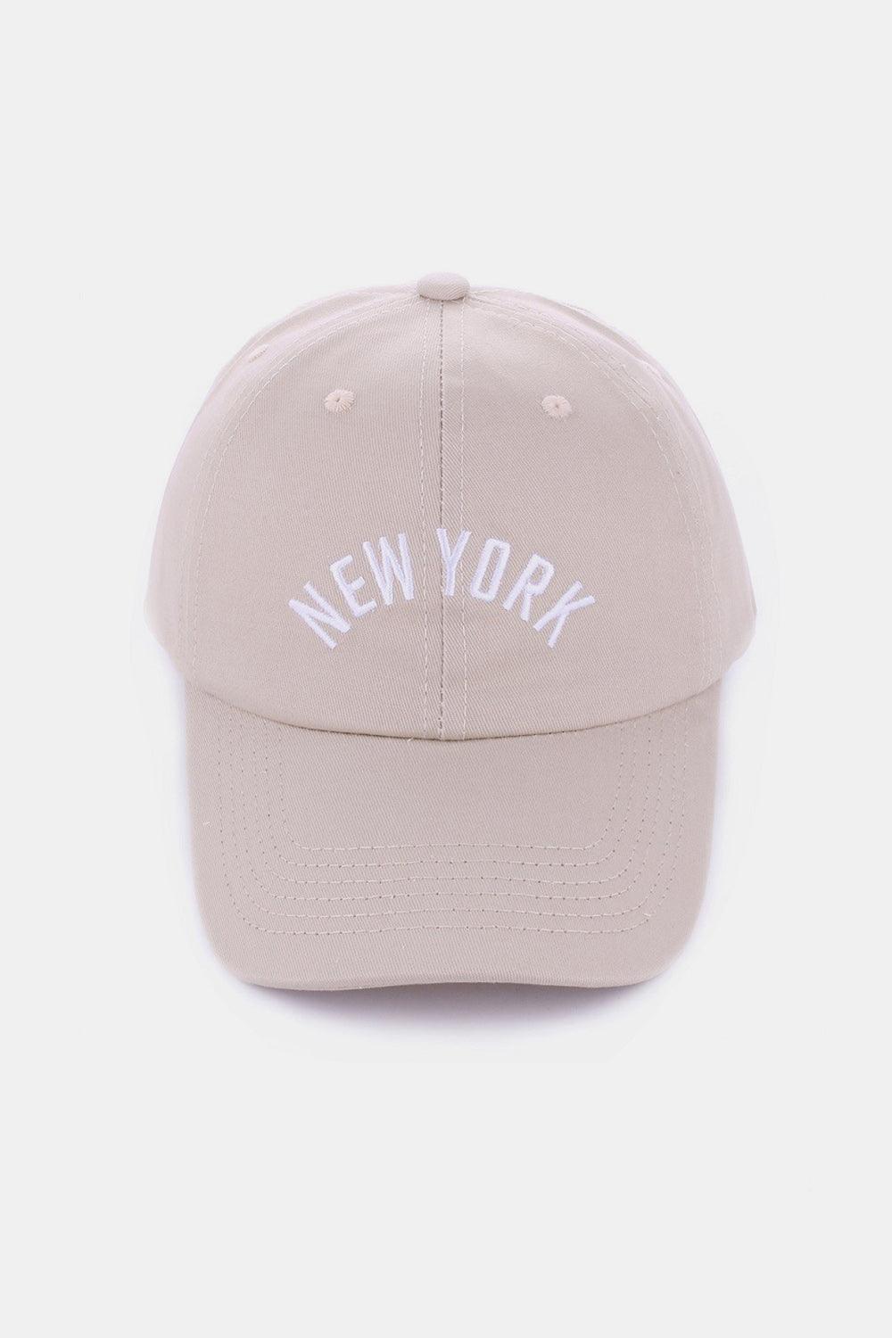 Zenana Embroidered City Baseball Cap New York Ash Mocha One Size