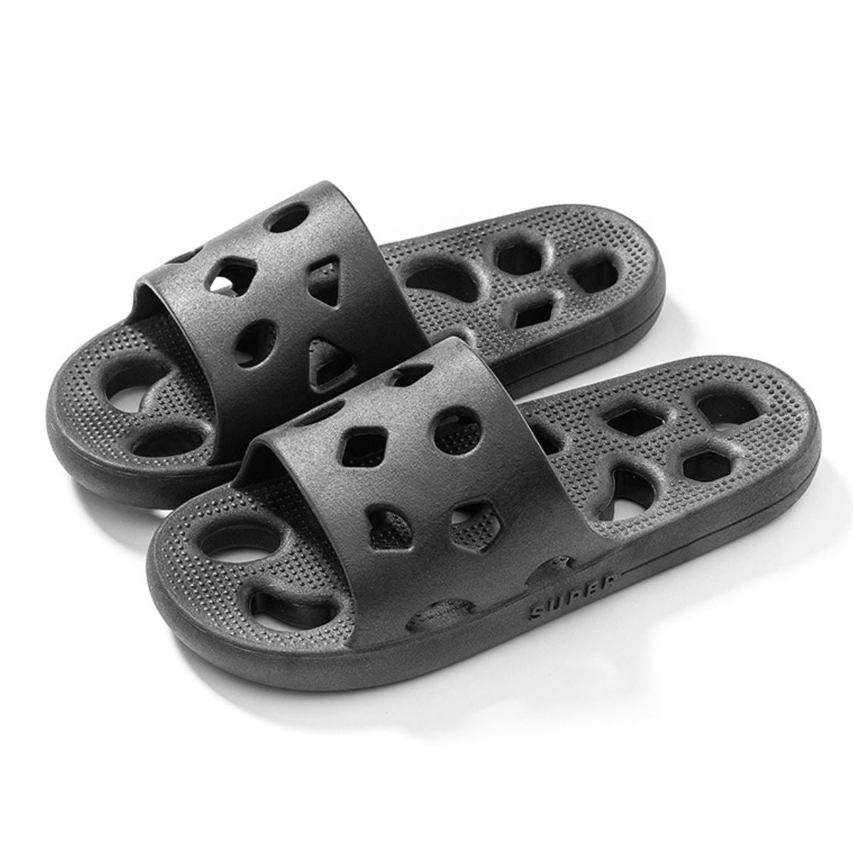 Round Toe Flats Slippers Black