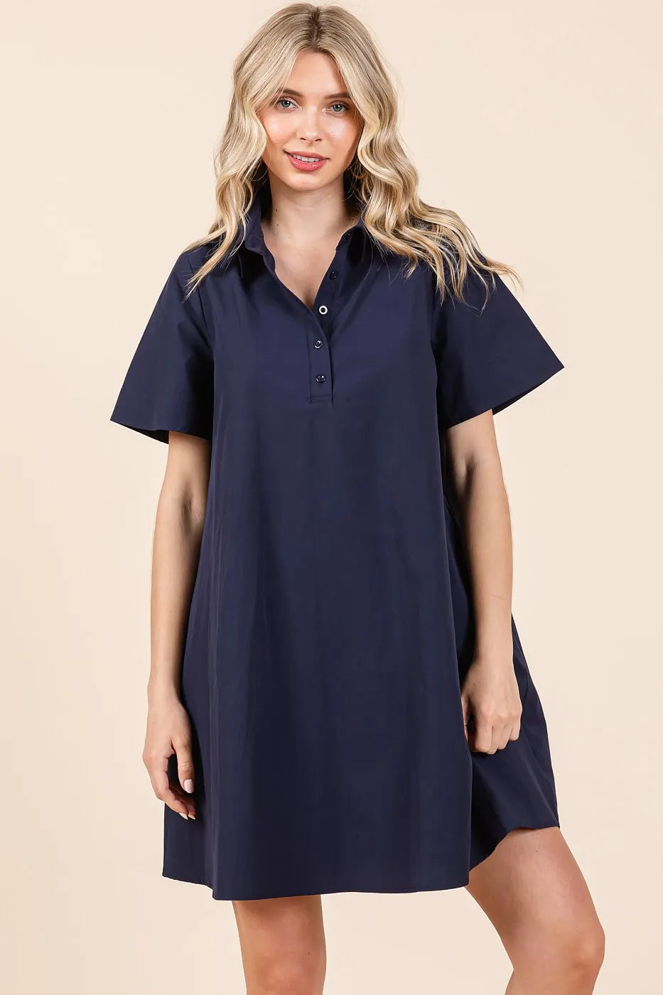 Mittoshop Poplin Collar Pleated Back Mini Dress