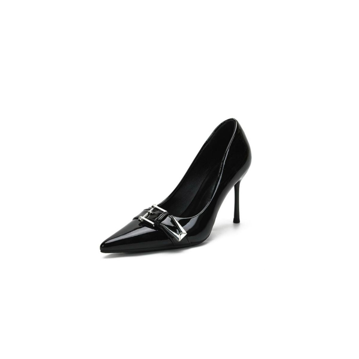 Decor Buckle Point Toe Stiletto Pumps Black