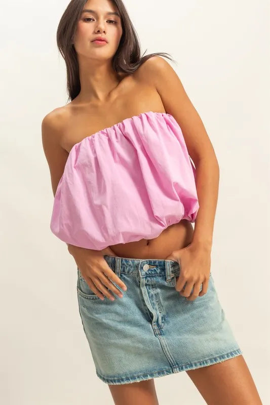 HYFVE Trendy Strapless Bubble Top