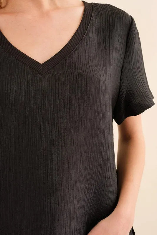And The Why Textured Woven Short Sleeve T-Shirt