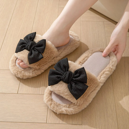 Open Toe Flats Slippers Brown