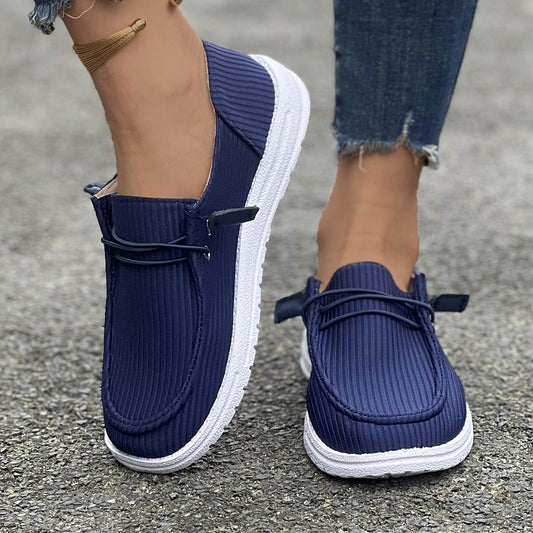 Round Toe Flat Slip-Ons Navy