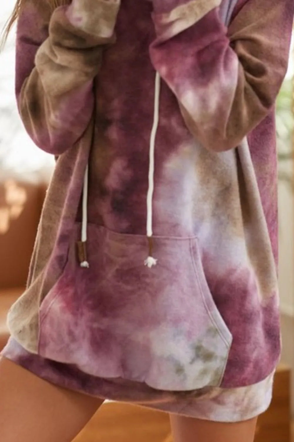 BiBi Brushed Tie Dye Overlapped Turtle Neck Sweatshirt