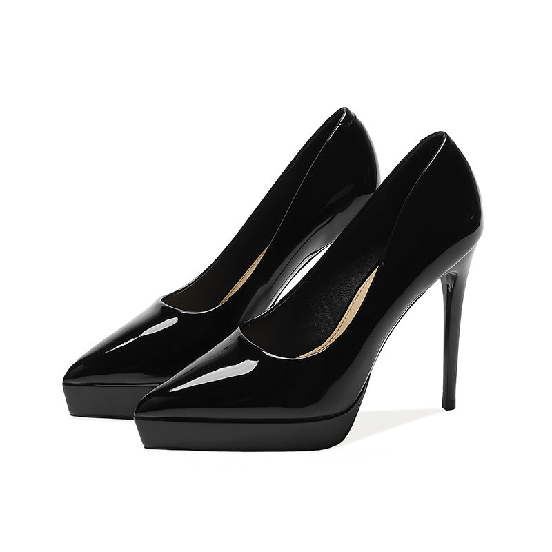 Platform Pointed Toe Stiletto Pumps Black