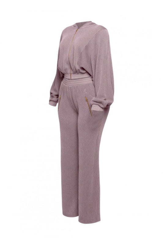Zipper Closure Hoodie Jacket & Pants Set