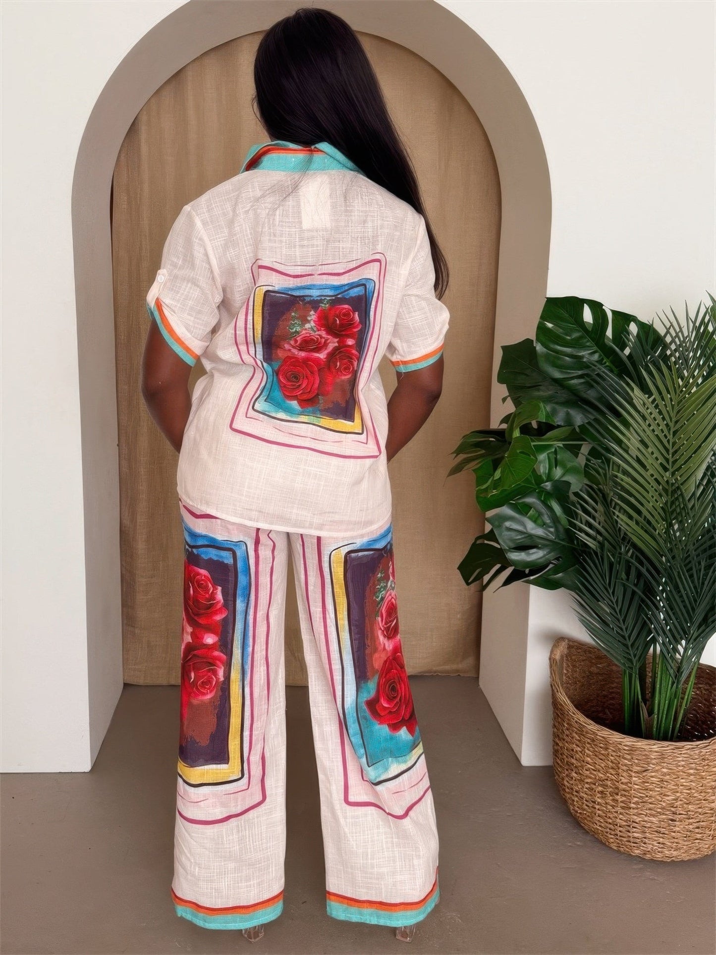 Floral Button-up Resort Lounge Set