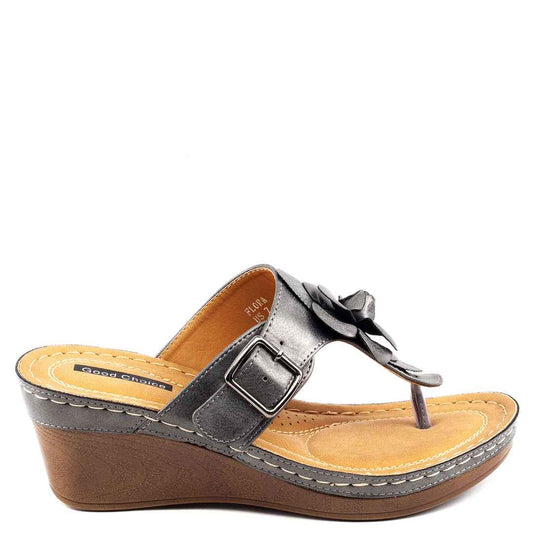 Women's Flora Pewter Wedge Sandals