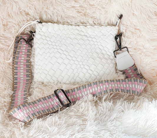 The Bella Woven Neoprene Crossbody - True White