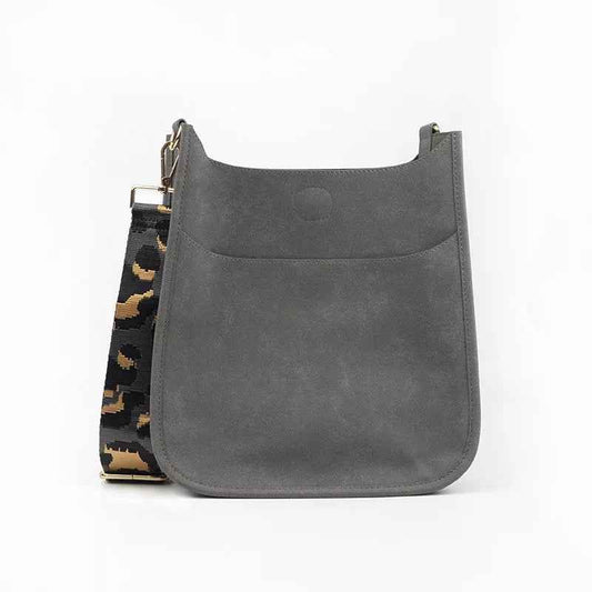 Vegan Suede Crossbody Bag (Gray) - Pick Your Strap
