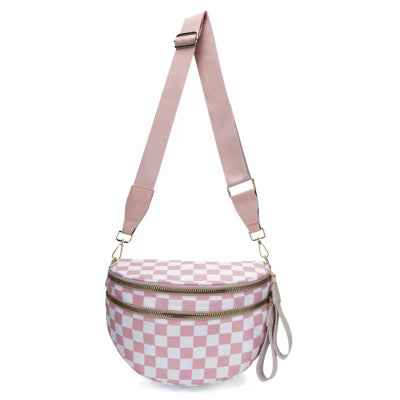 The Avril | Checkered Sling Crossbody Bag Light Pink Checkered