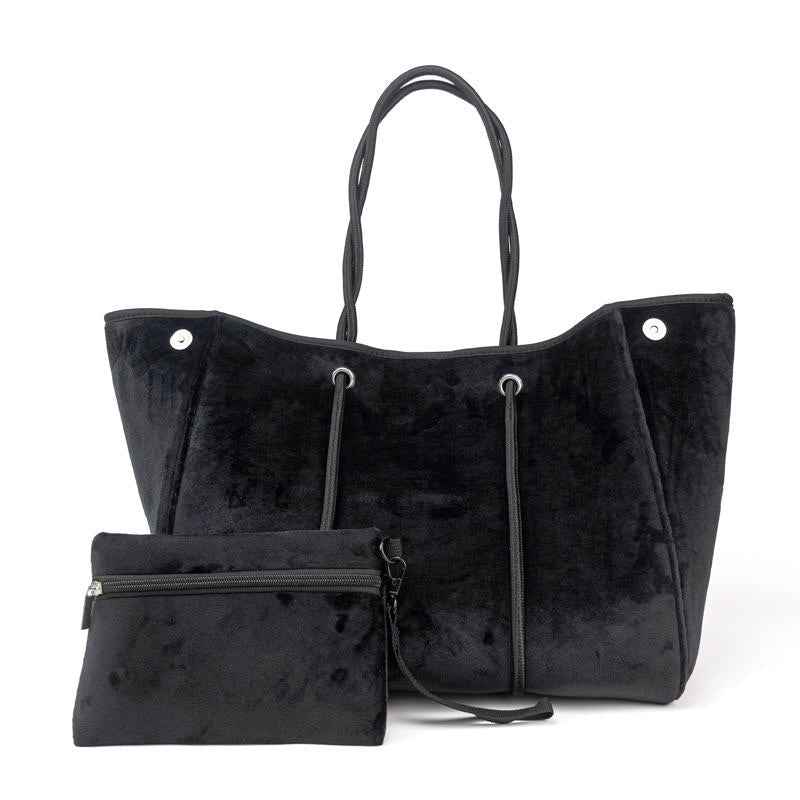 The Aniella Large Neoprene Tote - Black Velvet