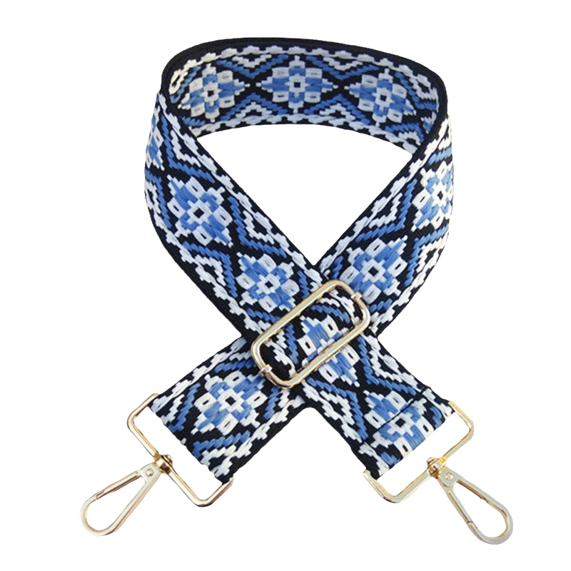 Blue Medallion Bag Strap - Gold Hardware