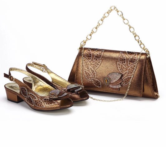 Elegant Low Heels Ladies Shoes And Bag Set - ED110