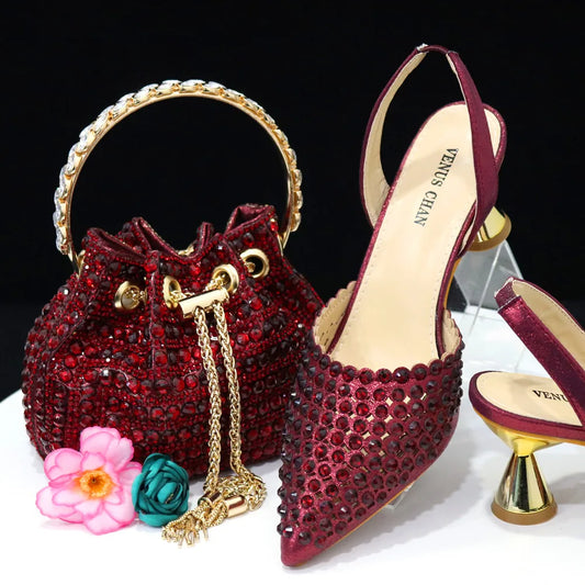 New Diamond Design Shoe and Bag Set