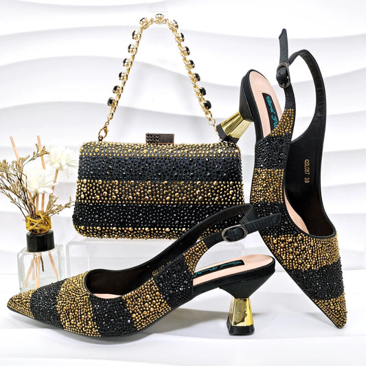 High Quality African Style Ladies Shoes And Bags Set ED125