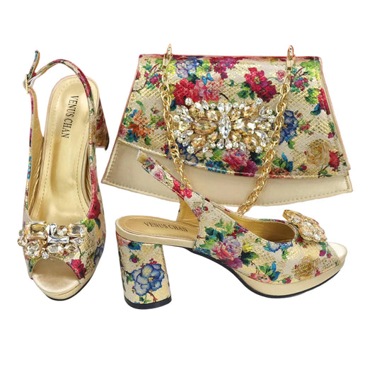 Italian Style Evening Party shoes And Bag Set New