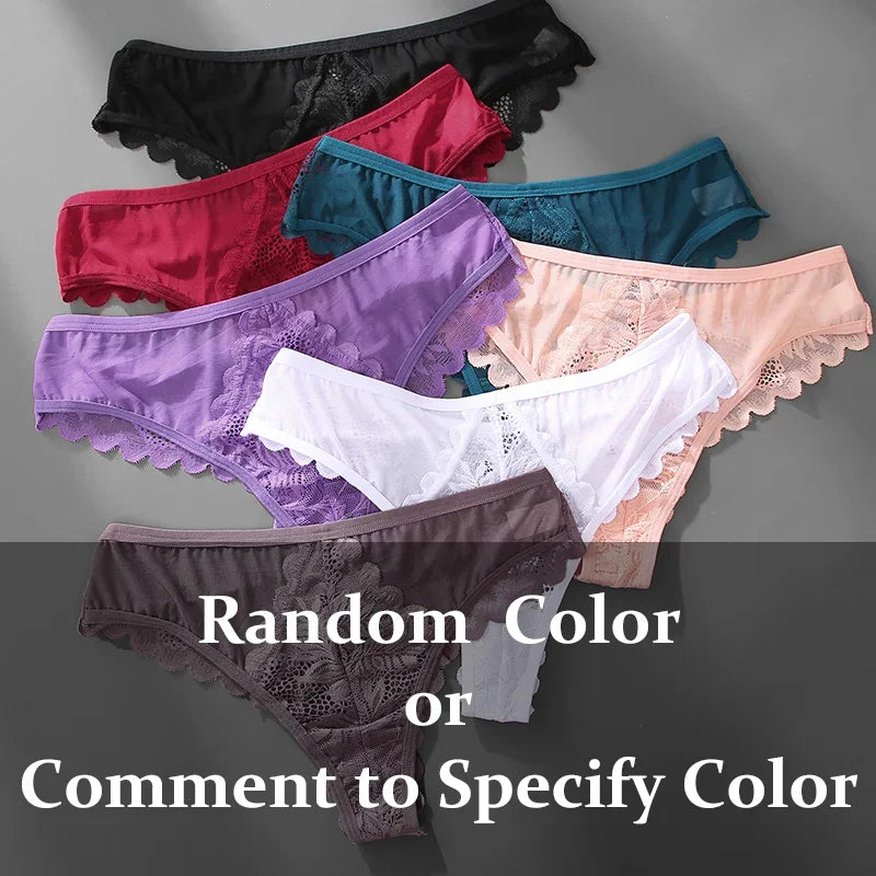 5PCs/Set Sexy Lace Thongs for Women Solid G-String Panties Floral Perspective Underwear Female Soft Breathable Women Lingerie