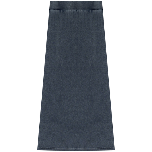 Soft Denim Wash Long Straight Skirt