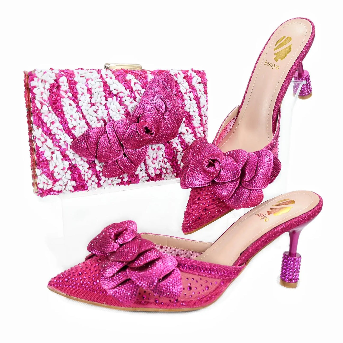 New Arrival African Wedding Shoes and Bag Set HTG1-13