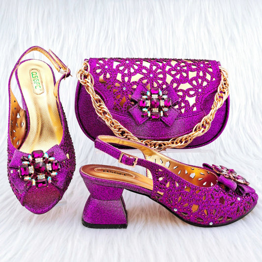 New Arrival African Wedding Shoes and Bag Set HGY1-46