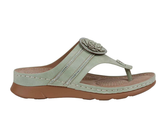 Women's Vickie Sage Flower Thong Flat Comfort Sandals
