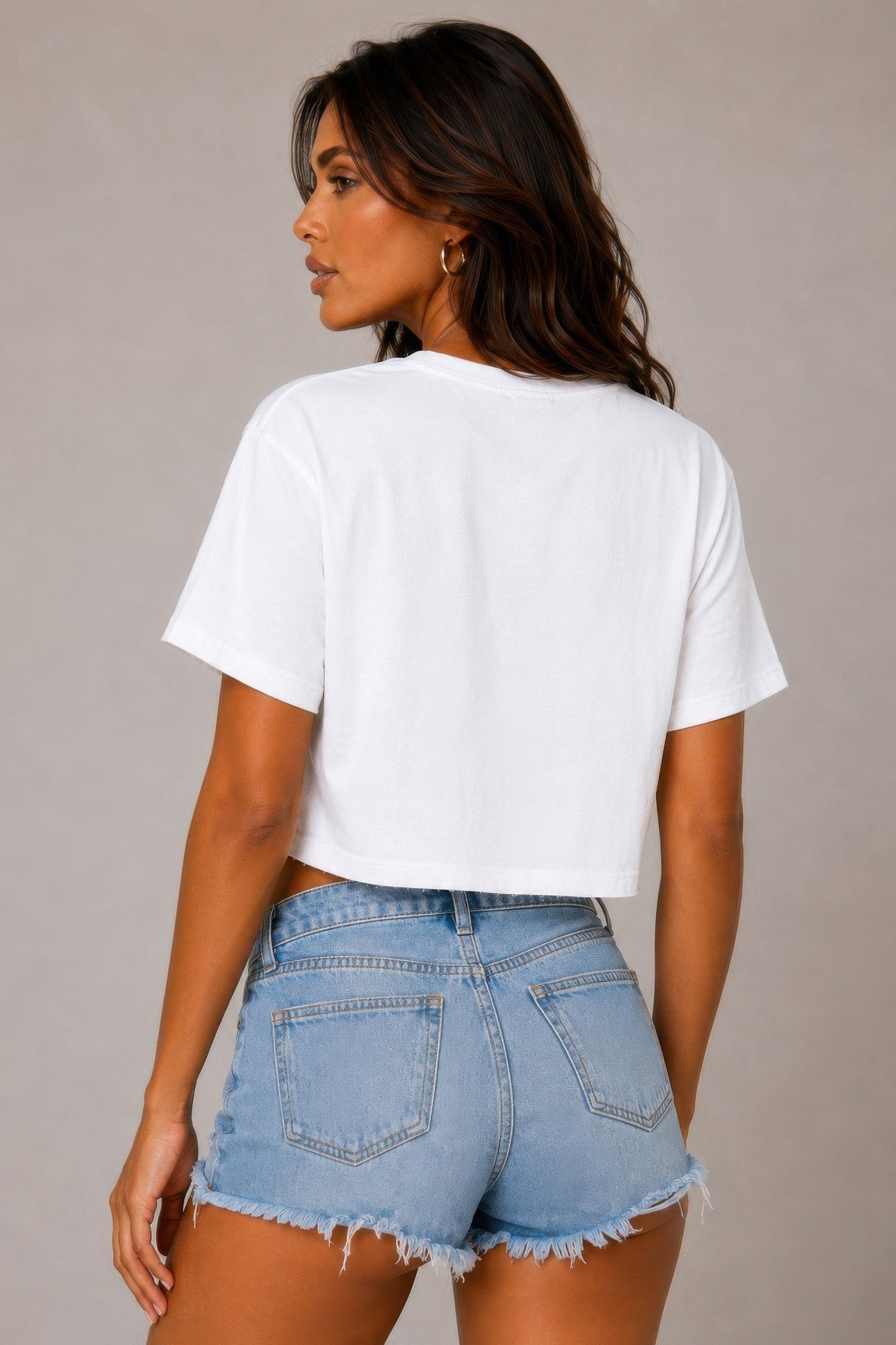 Usa Star Print Cropped Cotton Tshirt