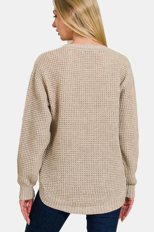 Zenana High Low Waffle Sweater for Ultimate Comfort and Style
