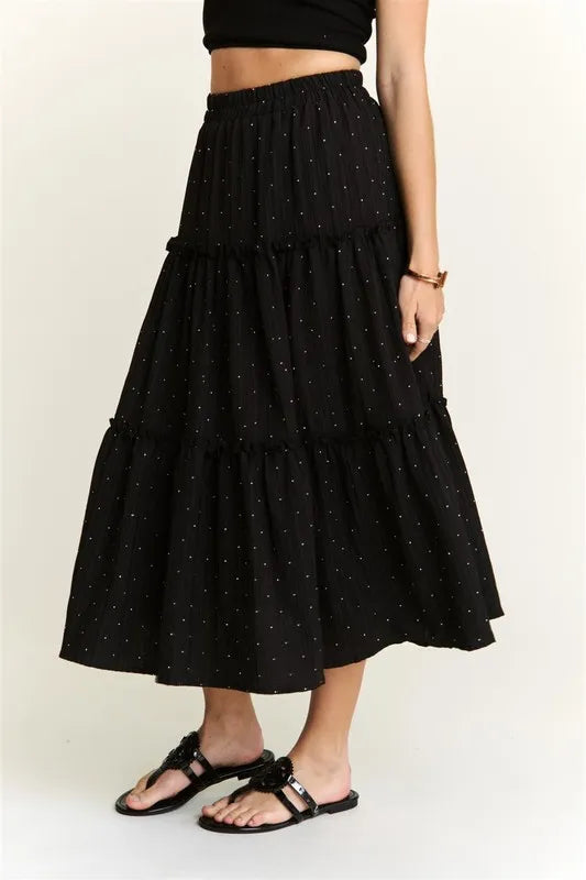 ADORA Rhinestone Accent Tiered Skirt