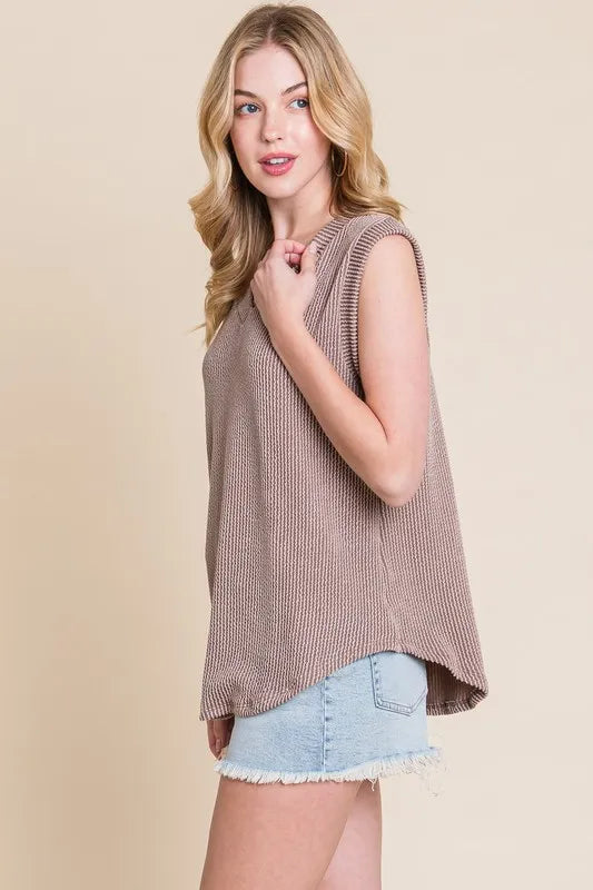 BOMBOM Rib Knit V-Neck Tank
