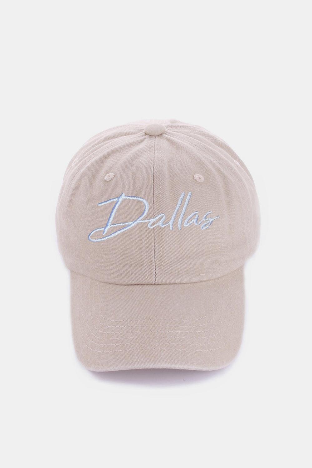 Zenana Washed DALLAS Embroidered Baseball Cap Dallas Ash Mocha One Size